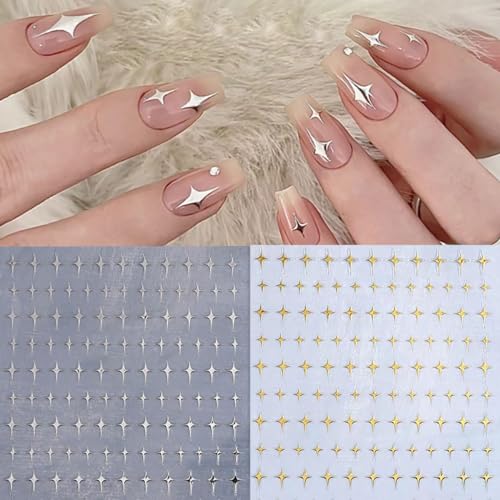 Generic CRXR-120 Star Nail Art Stickers Nail Decals 3D Self-Adhesive Gold And Silver Star thumb #3