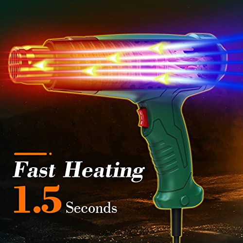 Acmyslat R003 Heat Gun, 1800W Heavy Duty Hot Air Gun Kit Dual Temperature Settings 572℉~932℉ (300℃-500℃), Overload Protection With 4 Nozzles For Crafts, Shrink Wrapping/Tubing thumb #2
