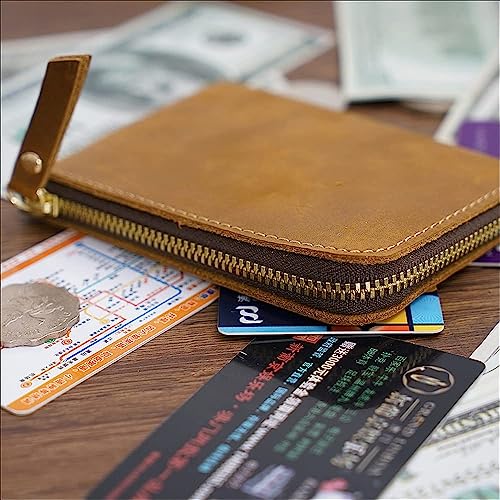 1 Handmade Short Wallet Men's Retro Zipper Wallet Card Slot Coin Bag4