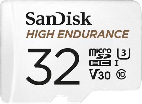 SanDisk High Endurance microSDHC Hafıza Kartı 32 GB + Adaptör (Araç İçi Kameralar ve Özel Güvenlik Kameraları için, 100 MB/s Okuma, Full HD ve 4K Videolar için V30)