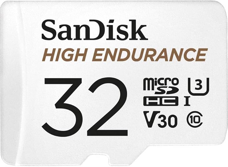 32GB High Endurance Video microSDHC Card with Adapter for dash cam and home monitoring systems - C10, U3, V30, 4K UHD, Micro SD Card - SDSQQNR-032G-GN6IA