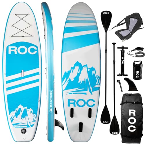 Image of Roc Inflatable Stand Up Paddle Board 10' 6 inch with Premium SUP Paddle Board Accessories, Wide Stable Design, Non-Slip Comfort Deck for Youth & Adults