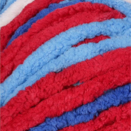 Image of Bernat Blanket Brights Yarn, 5.3 oz, Gauge 6 Super Bulky Chunky, Red, White & Boom
