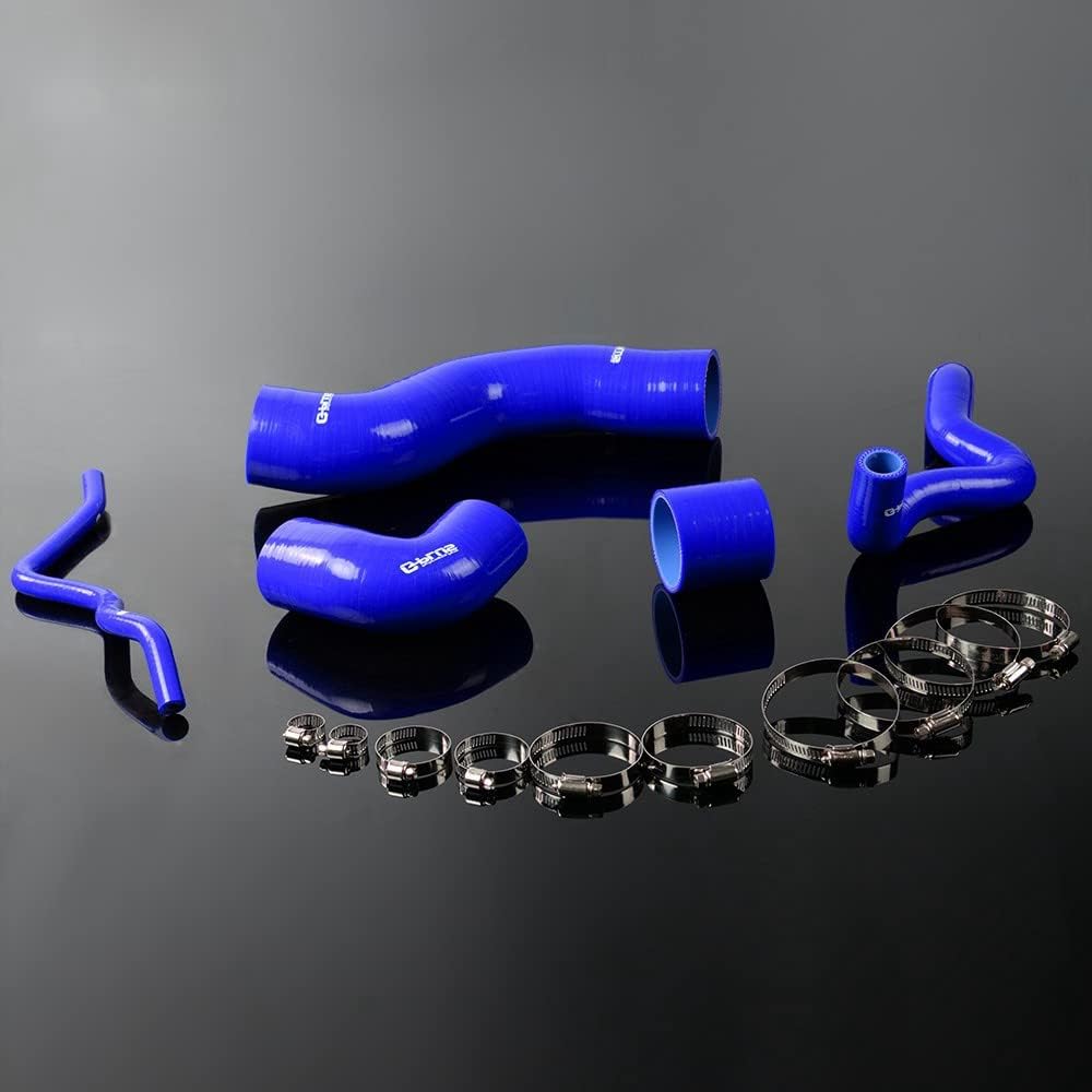 G-PLUS Silicone Turbo Induction Tube Pipe Hose Kit Clamps Compatible With 1996-2005 VW Golf IV MK4 BORA 1.8T Compatible With JETTA 5pcs Blue