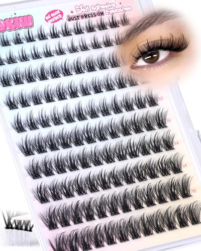 Self Adhesive Eyelashes Wispy Self Adhesive Lash Clusters Natural Lashes Clusters Pre Glued Eyelash Clusters C Curl Cluster Eyelash Extensions Press on Lashes No Glue Needed Reusable 10-16mm