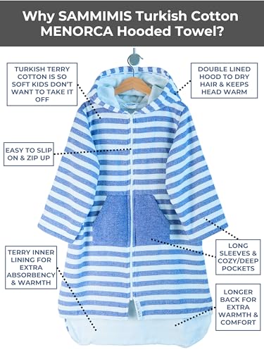 SAMMIMIS Kids Bathrobe & Swim Cover Up - Hooded Beach Towels - Terrycloth Zip Up Poncho Towels3