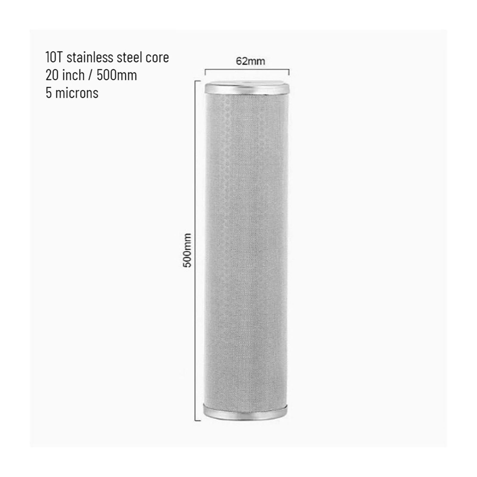 Cartucho De Filtro De Malla De Acero Inoxidable De 5/10/20" | Núcleo de retrolavado reutilizable, for filtración de toda la casa, repuestos(20inch-5microns)