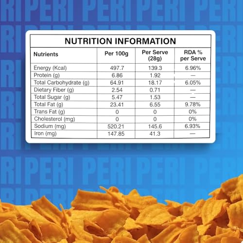 Image of Snaaqz Oat Chips Peri Peri Flavour | Crunchy & Spicy Baked Snack | Palm Oil Free | Vegetarian Healthy Snack Chips (Pack of 3)