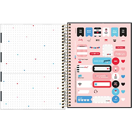 Caderno Espiral Capa Dura Colegial 10 Matérias West Village 160 Folhas - Fundo Preto com Poá - Tilib