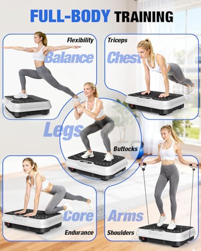 Image of Bigzzia Vibration Plate Exercise Machine 10 Modes Whole Body Workout Vibration Fitness Platform w / Loop Bands Jump Rope Bluetooth Speaker Home Training Equipment for Weight Loss & Toning