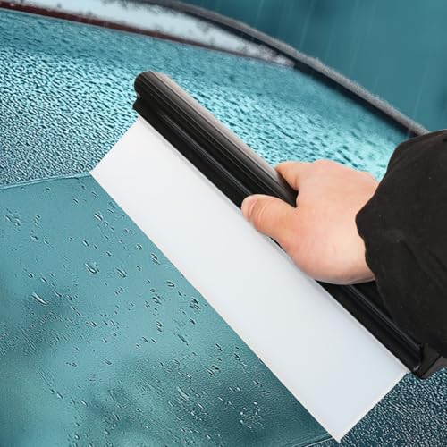 GLOHOO Car Squeegee 12 Inch Flexible T-Bar Water Blade, Car Drying Water Silicone Squeegee for Car, Windshield, Glass, Window, Mirror, Bathroom (Black)