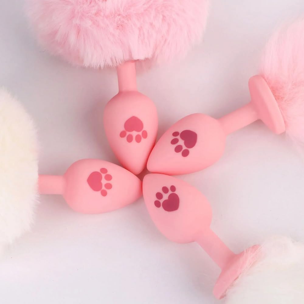 Anal Plug Fox Tail, 16 inch Pink Fluffy Tail Cat Claw Butt Plug Silicone Anal Sex Toy Cute Sexy Cosplay Erotic Role Play Game Anus Toy for Adults Female Women Men Couples: L