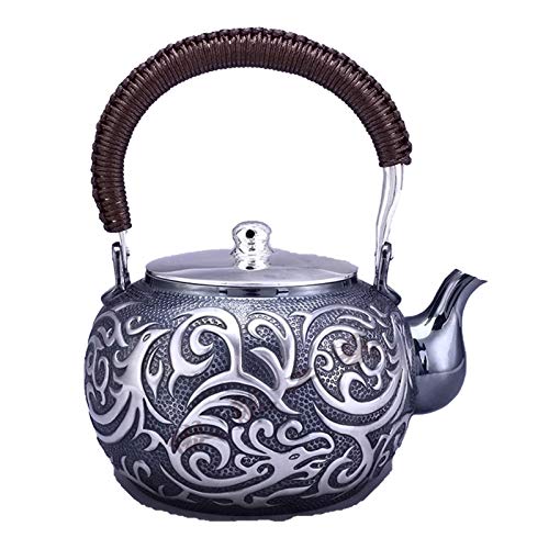 No-Branded Teiera d'Argento hkrstssxj Teiera Bollitore Bollitore Acqua Calda Teiera Bollitore da tè 1100ml capacità…