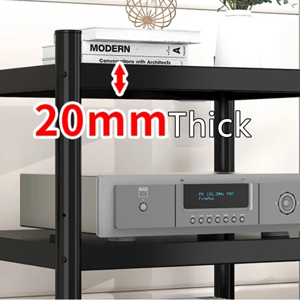 Stojak Na Sprzęt Audio, 2/3/4-Poziomowy, Narożny, Z Kółkiem Hamulcowym, Regulowana Półka Do Przechowywania Odtwarzacza Cd, Szafka Na Komponenty Audio/Wideo/Multimedia, Wytrzymała Szafka Do Przechowyw