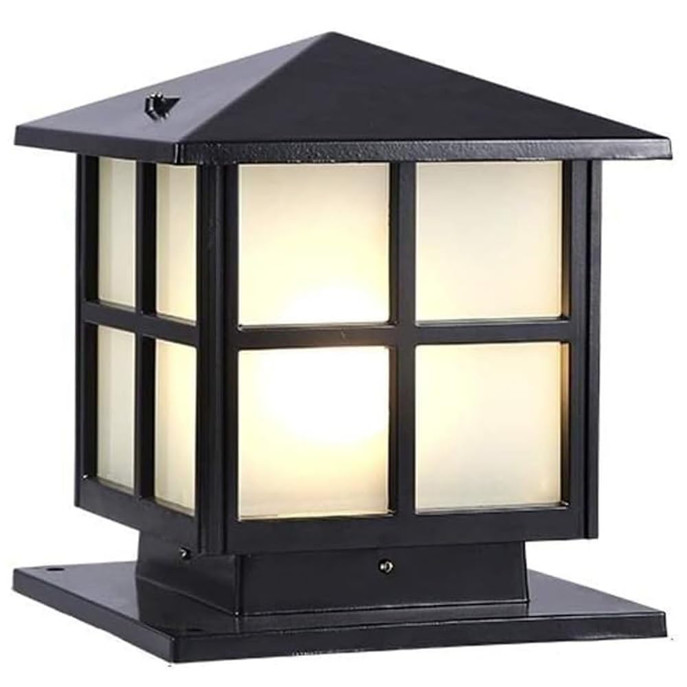 GTHTUHFD Square Post Cap Lights, Traditional Column Outdoor Lamp, Rainproof Street Lighting For Garden Patio Driveway Pathway,Black-Width:15.7inch/40cm