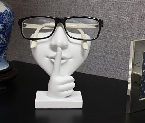 JewelryNanny Artsy Face Eyeglass Holder Stand - Sculpted Nose for Eyeglasses or Sunglasses, Keep a Secret, White