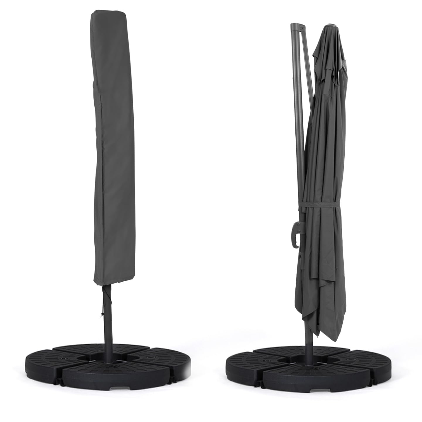 IDMarket - Parasol déporté inclinable rotatif 360 CALVI gris 3x3 M