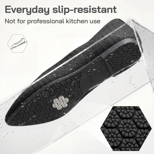 Image of Women Flats Non Slip Work Shoes,Slip-On Pointed Toe Knit Ballet
