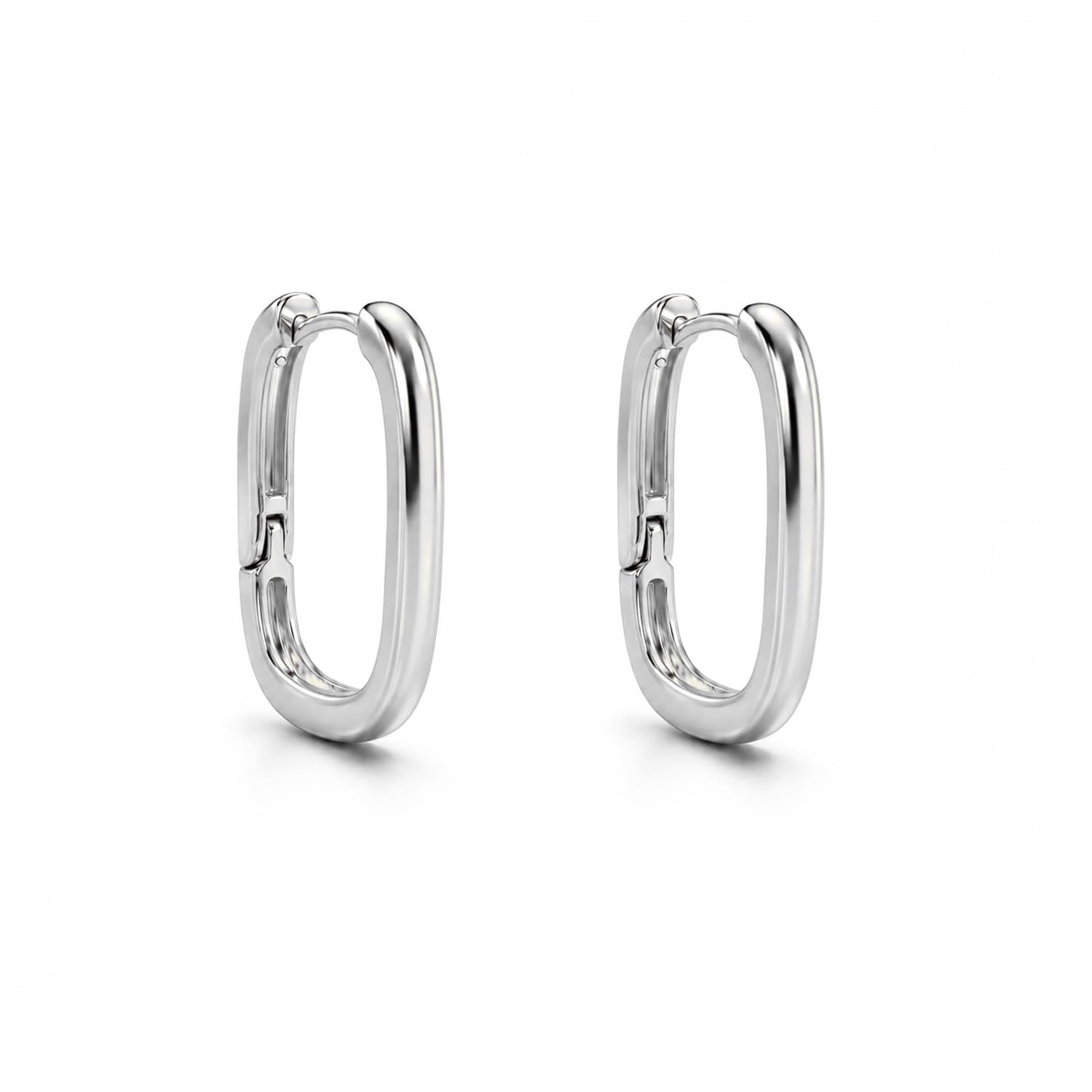 vama FASHIONS 18K 8mm Silver Plated Geometric Rectangle Minimalist Sleek Bali Huggie Anti Tarnish Hoop Earrings Click Top Closure Lightweight Ear Hoops Jewelry for Women & Girls-picture-51