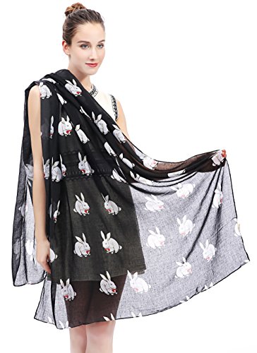 Lina & Lily Rabbit Bunny Print Women's Scarf Shawl Wrap Lightweight4