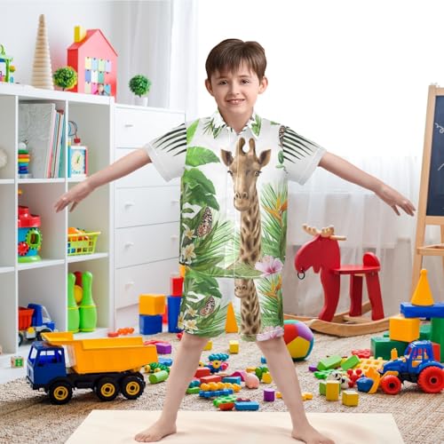 Image of visesunny Boy's 2 Pieces Shirt and Short Set Casual Shirts Short Sleeve Beach Shorts Summer Outfits for 3-10 Years Kids