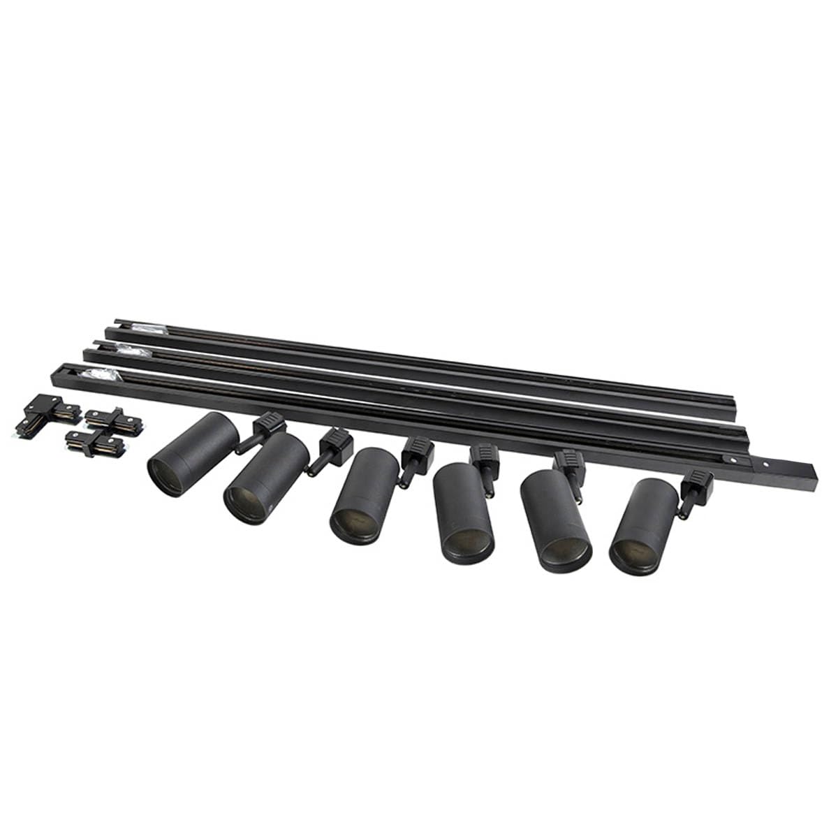QAZQA Moderno Modern railsysteem met 6 spots zwart 1-fase 300cm - Iconic Jeana Acero Alargada/Redonda Adecuado para LED Max. 6 x 50 Watt