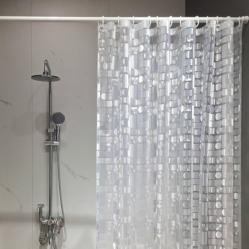 TIKABC Shower Curtain Liner, 4G PEVA Shower Liner, Plastic Peva Waterproof Shower Curtains, 72x72 inch with Grommet Holes 3 Magnetic Weights