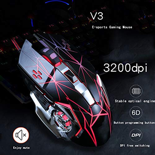 Ratón ergonómico para PC Yanghao con cable USB e iluminación LED de colores 2