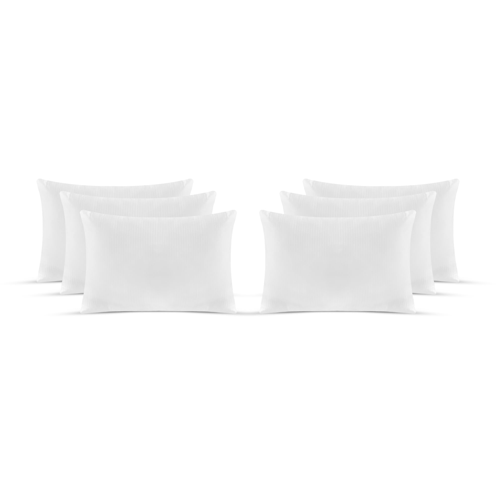 Sleepynights White Satin Stripe Hotel Quality Bounce Back 6 Pack Hypoallergenic & Anti Dust Mite Resistant Premium Filled Pillow For Side Sleepers