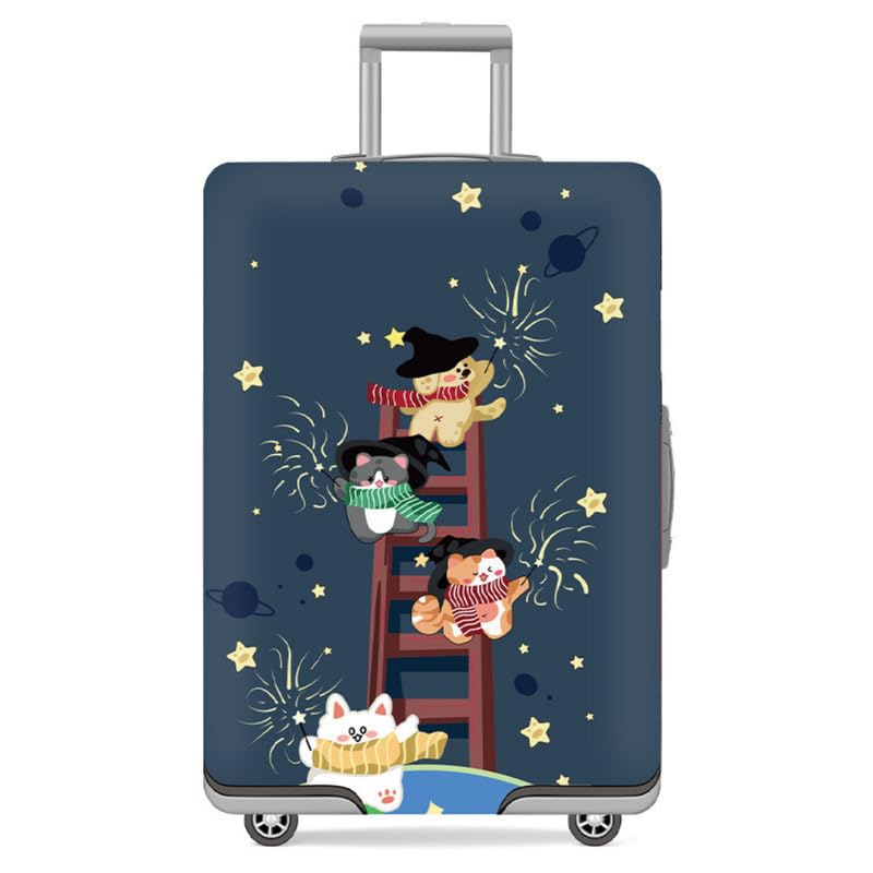 Dash Designs Luggage Covers Trolley Bag Covers Made of 300 gm Elastic Material Durable Washable Dust Proof Anti-Scratch Suitcase Travel Bags Cover for Luggage – Large (26-28) inch – Starry Night