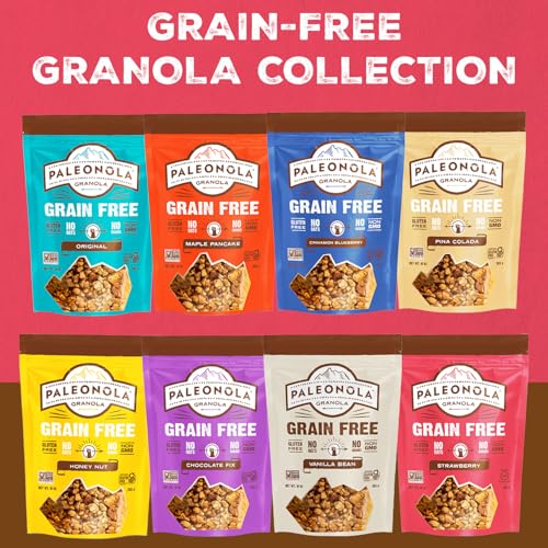 Image of Paleonola Strawberry Grain Free Granola, 10 Oz Resealable Bag (Pack of 1) - Grainless Paleo Granola Blended w /Organic Maple Syrup, Almonds, Dried Strawberries, & Pecans - Gluten & Dairy Free, Non-GMO