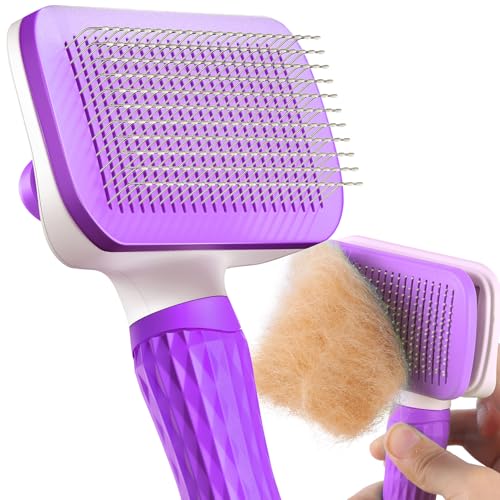 ACE2ACE Haustier Hundebürste Katzenbürste, Haustier Bürsten, Haar Entferner Haustierbürste für Langhaar und Kurzhaar, Sauberes Haustierhaar von der Bürste mit Einem Knopf, violett ACE2ACE Haustier Hundebürste Katzenbürste, Haustier Bürsten, Haar Entferner Haustierbürste für Langhaar und Kurzhaar, Sauberes Haustierhaar von der Bürste mit Einem Knopf, violett