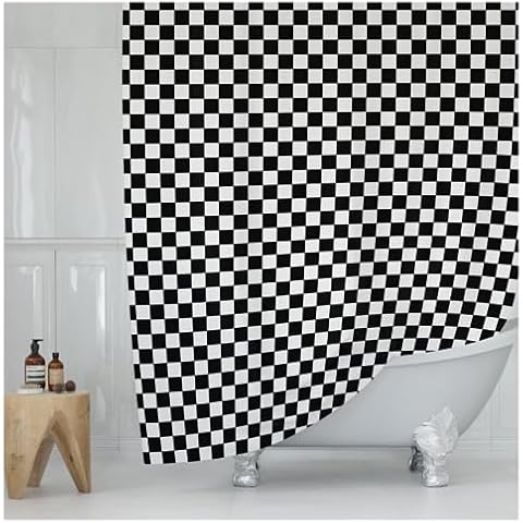 Worthwhile Goods Black and White Checkered Shower Curtain Cover