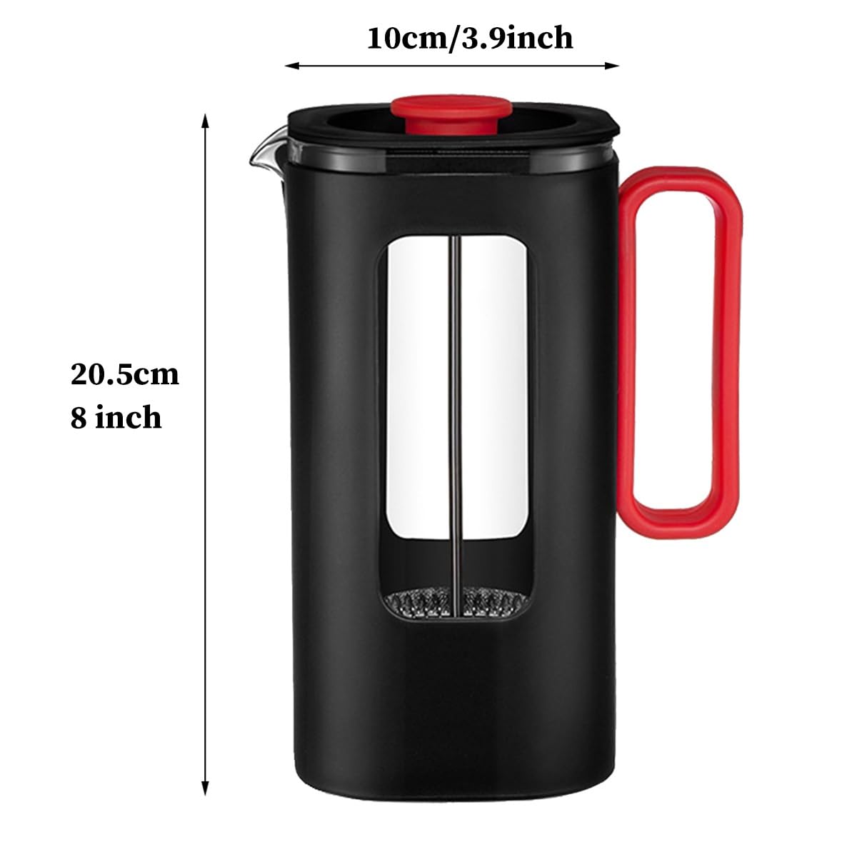 Zaparzacz Do Kawy French Press Z Plastikowym Uchwytem, Podwójną Ścianką Izolacyjną I Filtrem Ze Stali Nierdzewnej, Wkładka Z Wysokoborokrzemowego Szkła, Do Kawy I Herbaty(/Black,1.2L)