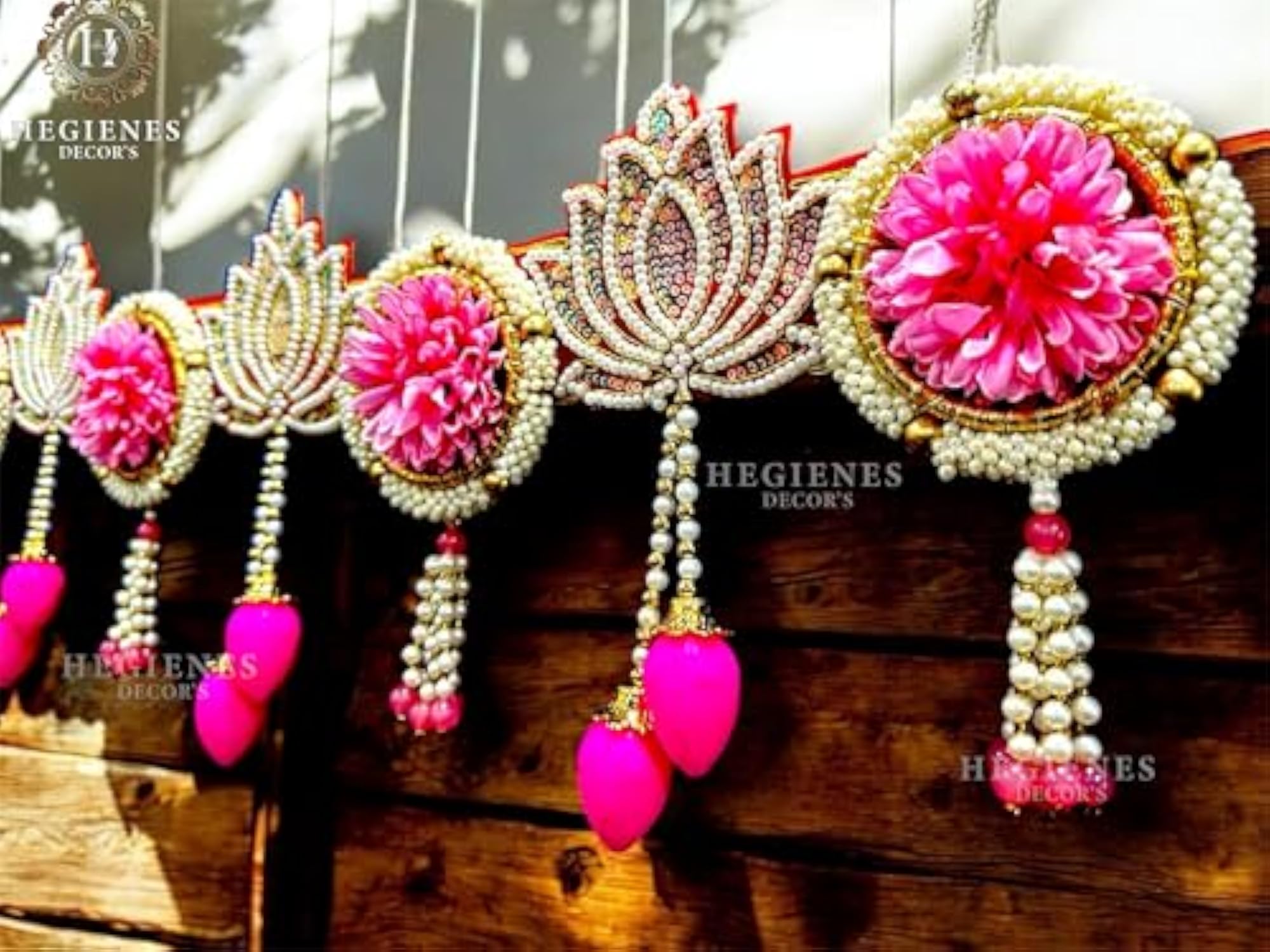 Traditional Pearl and Flower Door Hanging Toran