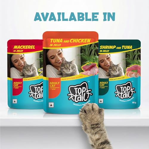 Image of Wet Cat Food Jelly Form | for 1+ Year Adult Cat Food High Protein & Omega 3, Healthy Skin & Coat | No Artificial Preservatives | (85g Each Pack) (Pack of 12, Tuna Fish & Chicken)