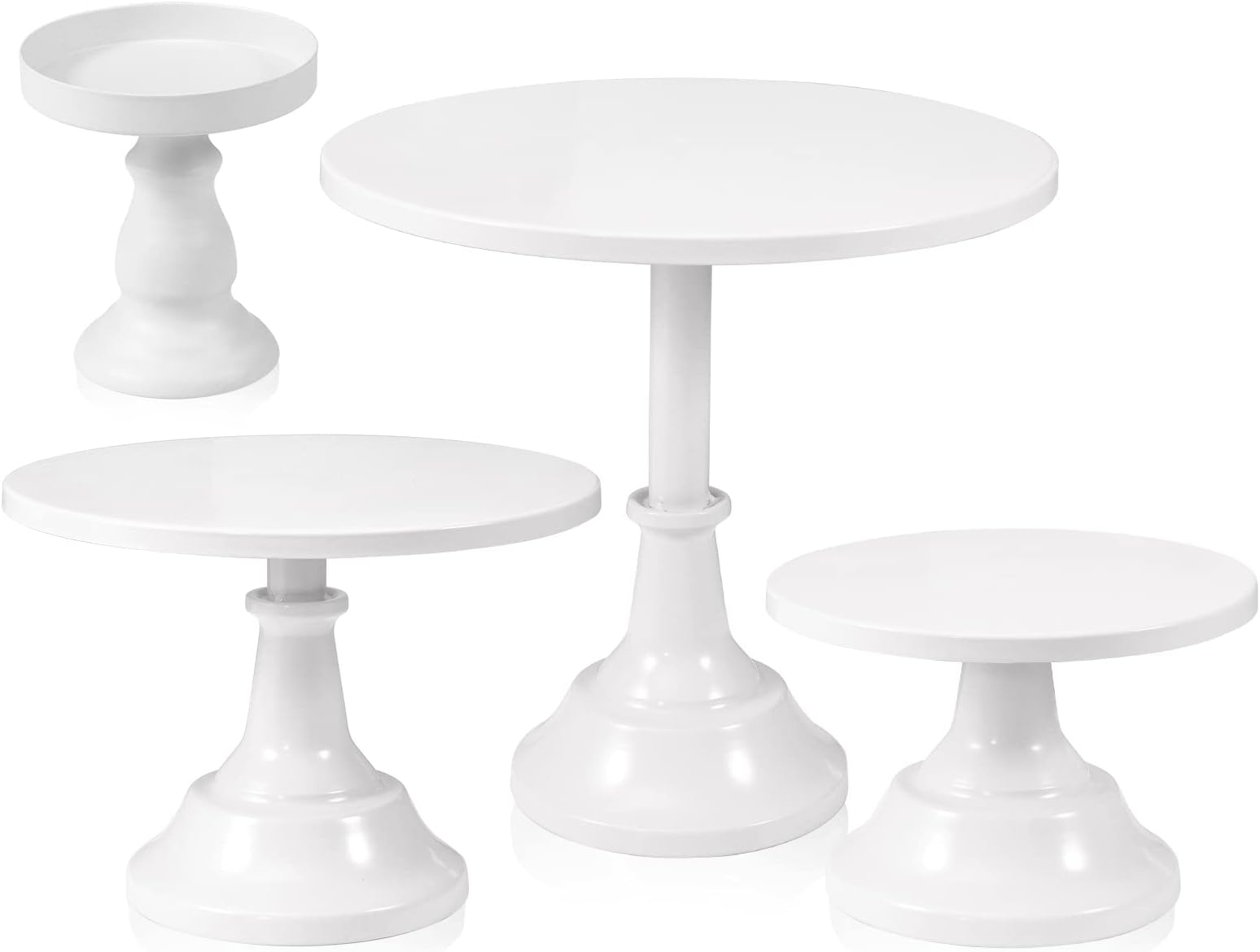 4 Pcs White Cake Stand Set Round Metal Cake Stands Metal Cupcake Holder White Dessert Table Display Set for Wedding Birthday Party Baby Shower Anniversaries Supplies