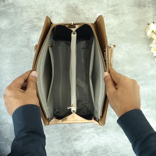 Image of NFI essentials Satchel Bags Ladies Purse Handbag Premium Women Shoulder Travel Bag for Work Gifts for Wife /Mother /Sister Stylish Office College Party Bag