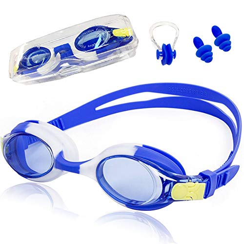 mini kitty Lunettes de Natation - Lunettes Lunettes de Natation pour Enfants Antibuée Protection UV Lunettes de Piscine Garçons et Filles 3 à 14 Ans (bleu) Cover