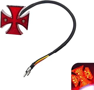 Motorcycle Cross Brake Light, ABS Shockproof & Waterproof Vehicle Tail Light, HighBrightness Scooter Rear Brake LED Light Replacement Part, Universal for Most Motorcycles (Red)
