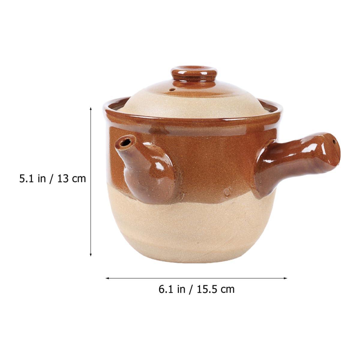 GALPADA Pentole di Coccio per Cucinare in Terracotta da 1,5l Manico Liscio, Casseruola Multiuso per Medicina Tradizionale Cinese e Bollitura