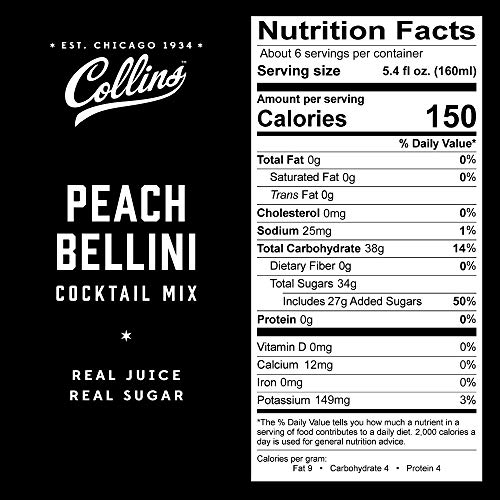Collins Bellini Mix Made with Real Peach, Lime Juice, with Natural
