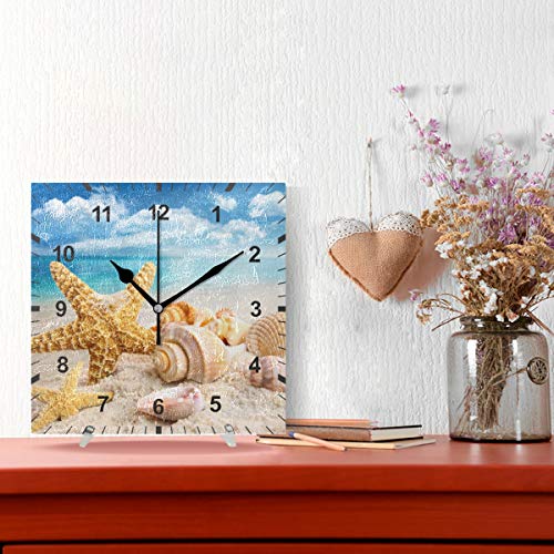 ISAOA Non Ticking Silent Wall Clock,Starfish and Seashells Wall Clock Art Decor for the Dinning Room,Living Room,Bedroom,Office,School - Image 2