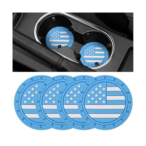 Portavasos para carro con diseño bandera americana, 4 piezas miniatura 1