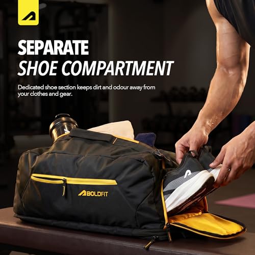 Image of Boldfit Crossbody Gym Duffel Bag for Men & Women, Waterproof Travel Gym Bag with Shoe Compartment, Adjustable Shoulder Strap, Multiple Pockets, Durable Sports Bag for Workout, Travel & Everyday Use