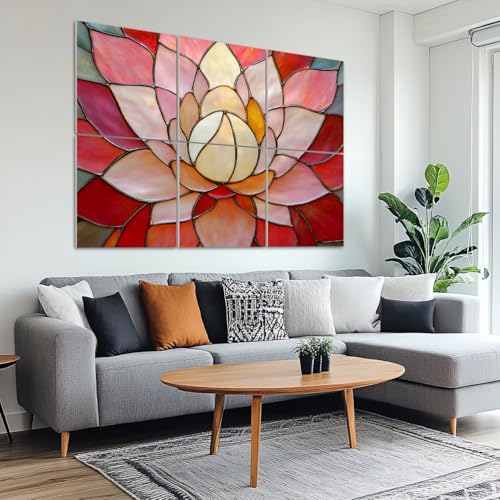 6 Pack Paneles Acústicos de Arte Absorbentes de Sonido con Diseño de Vidrio Rosa y Flor, Paneles Decorativos Autoadhesivos para Estudio y Oficina 72"x48" miniatura 6