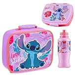 Disney Stitch Kids Lunch Box 3 Piece Set Insulated Lunch Bag Snack Box BPA Free 430ml Water Bottle School Travel Official Merchandise Stitch Gifts