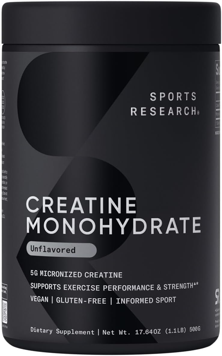 Sports ResearchCreatine Monohydrate, 5G micronized Creatinine - 500g, Unflavoured