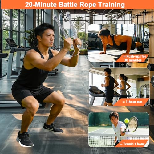 Ropeless Battle Ropes - Load-Adjustable, Slip-Resistant Design, Portable & Easy to Store | Battle Ropes for Home Gym,| Ideal for Fitness Enthusiasts, Beginners & Busy Professionals (Grey) — view 4
