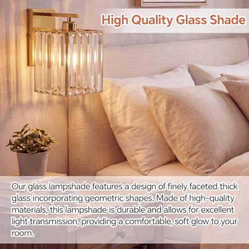 Image of Teenyyou 3 Pcs Gold Crystal Bathroom Vanity Light 1-5 /8 inch(1.65 inch) Uno-fitter
